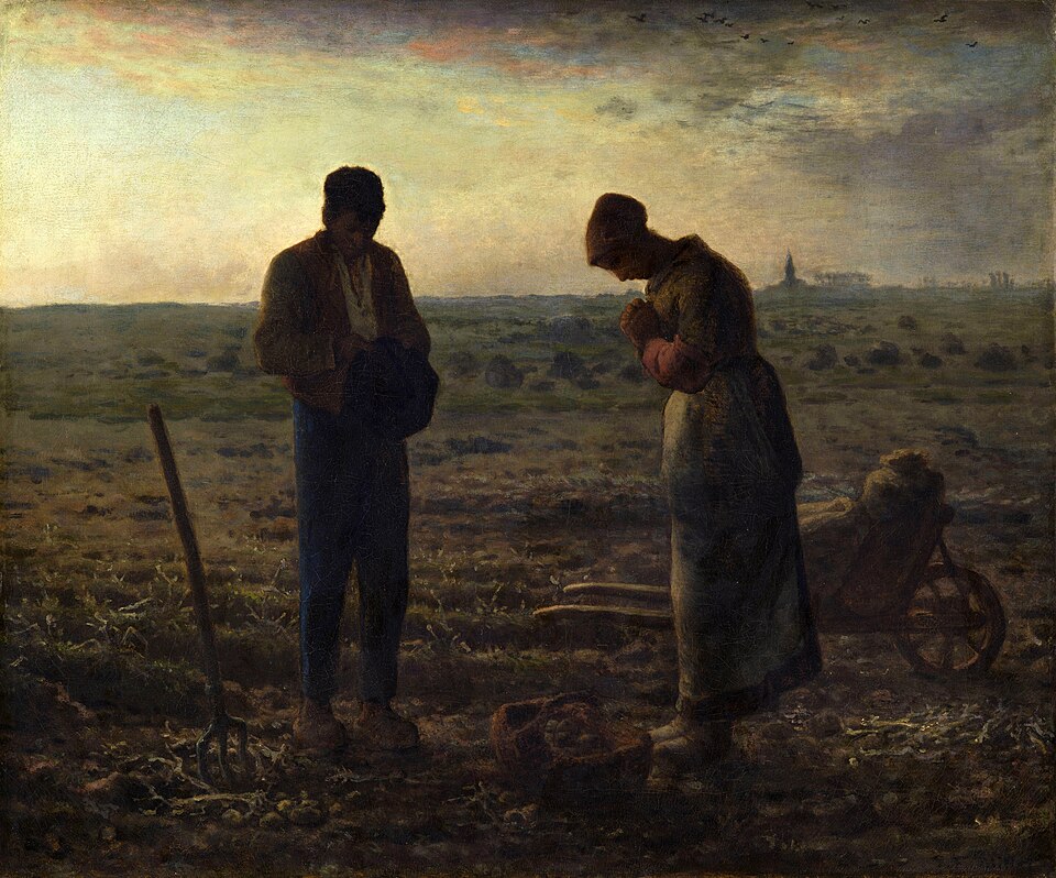 Jean-François Millet, The Angelus: two people pause in the field to pray together